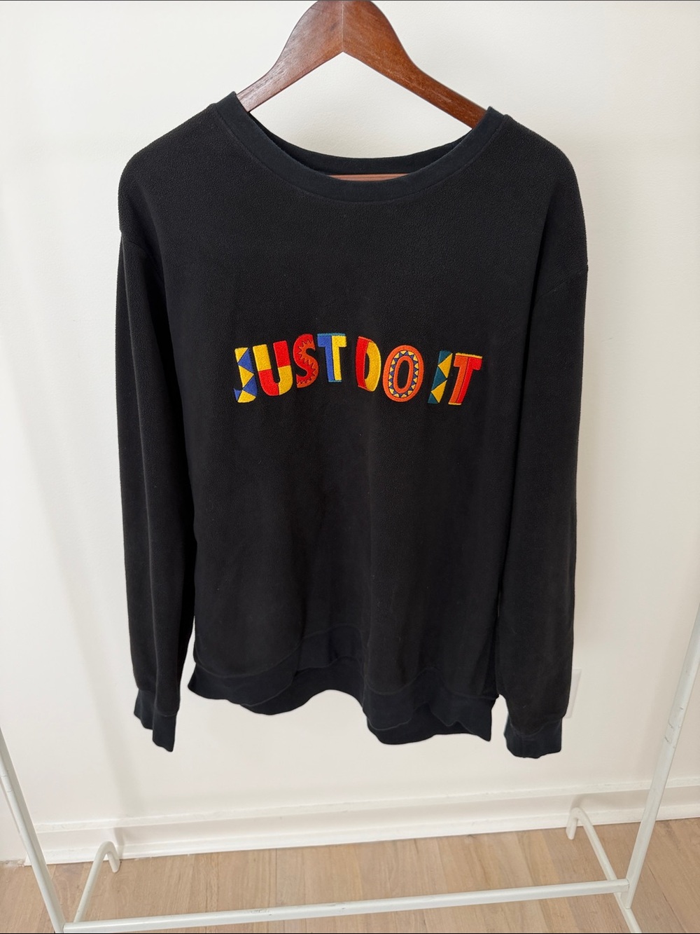 Nike Black Sweatshirt with Multicolor 'JUST DO IT' Lettering
